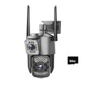 Camera Exterieur 4MP 4K Dual Lens Outdoor Camera PTZ IP Cameras Night Vision Security Protection Wireless CCTV Net Video Surveillence(64g)
