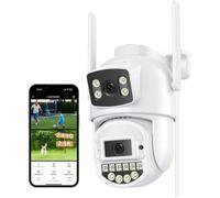 Caméra extérieure 2,5K à double objectif 8 MP, compatible Wi-Fi double bande 2,4/5 GHz, vision nocturne couleur sur 30 m