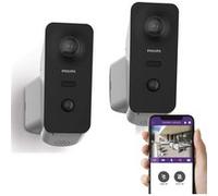 Caméra extérieure motorisée et connectée + autotracking - WelcomeEye View - Philips - 531050 - Compatible avec visiophone Connect 2 et la caméra intérieur Philips Look - Lot de 2 caméras Philips WelcomeEye View