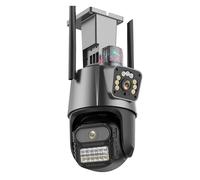 Caméra extérieure PTZ 4K 8MP HD, Double Objectif, Double écran, Suivi Automatique AI, vidéosurveillance 4MP, Alarme Lumineuse de Police(4MP NO SD Card)