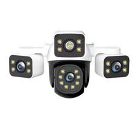 Caméra Extérieure PTZ WiFi 6K 12MP, sans Fil, IP, Trois Objectifs, Zoom X10, Étanche, Suivi Automatique, Vidéosurveillance, Application IPC360Home(12MP 6K Cam Add 64G)