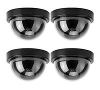 Caméra factice 4pcs Simulation de caméra dôme CCTV Caméra factice de sécurité factice avec Avertissement Clignotant LED appropriée pour Les supermarchés Hôtels Parking(Noir)