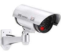 Caméra factice, de surveillance, avec objectif et lumière LED rouge, imitation réaliste, pour le mur et le plafond, couleur argent