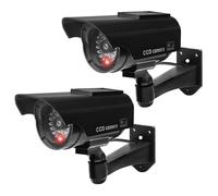 Camera Factice Exterieur, 2 Pièces Camera De Surveillance Factice Avec Lumière Led Clignotante, Caméra Fausse, Caméras Factices, Fausse Caméra Extérieure, Caméra Virtuelle, Caméra De Sécurité CCTV