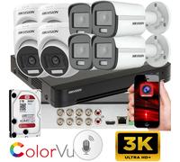 Caméra fixe Hikvision iDS-7208HQHI-M1/E 8 canaux H.265 AcuSense DVR multilingue pour personnes et véhicules, 3K ColorVu Smart Hybrid Light 8dome 2mp