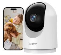 Caméra GNCC 2K WiFi intérieure 360°, détection IA, audio bidirectionnel, alertes APP, compatible Alexa, pour bébé & animaux