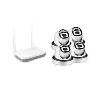 Caméra HD 3MP 8CH Mini NVR, Kit de sécurité CCTV, Vision Nocturne IR, détection e, système vidéosurveillance sans Fil(None,4X Cam No Card)