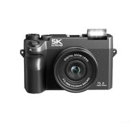 Caméra HD 5K avec écran à rabat - Zoom 18x - WiFi - Portable - Caméra Vlog pour adolescents et étudiants - Capteur 75 MP - Noir - 64 G
