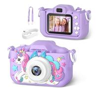 Caméra HD pour enfants licorne double avant et arrière pour selfie - Convient pour les tout-petits de 3 à 12 ans - Cadeau de Noël, Halloween, Thanksgiving et d'anniversaire - Violet