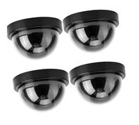 Caméra Hémisphérique LED Fausse Caméra 4 Pièces Caméra de Simulation, Fausse Caméra Dôme Fausse Caméra, pour Supermarchés, Hôtels (Black)