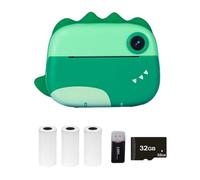 Caméra imprimante instantanée avec écran de 2 4 Pouces Vidéo 1080P Minuterie Impression sans Encre 3 Rouleaux Papier d Carte mémoire 32G