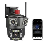 Caméra IP extérieure 5K 9MP UHD 6K 12MP, Zoom Optique 10X, Suivi Automatique, PTZ, Quatre objectifs, Trois écrans, caméra de sécurité étanche(12MP add 32G)