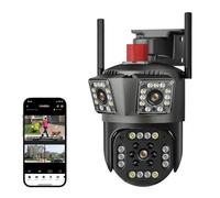 Caméra IP PTZ à Trois objectifs 6K 12mp, avec Suivi Automatique à Trois écrans, détection Humaine AI, caméras de vidéosurveillance extérieure sans Fil(Camera Add 64G)