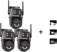 Caméra IP, résolution 4K, double objectif, 3PCS Ajoutez une carte 64G, prise UE
