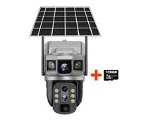 Caméra IP solaire 4MP 6K 4G, surveillance CCTV, zoom numérique 10X, moniteur extérieur étanche, détection de mouvement PIR, vision nocturne,Super HD(128GB Card)