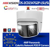 Caméra IP tourelle panoramique Hikvision 4MP ColorVu DS-2CD2347G2P-LSU/SL, double objectif couleur, vision nocturne, microphone et haut-parleur intégrés