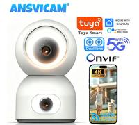 Caméra IP WiFi ANSVICAM Tuya 8MP à double objectif, moniteur pour bébé, caméra de sécurité intérieure WiFi 2.4G/5G 360° ° Surveillance ONVIF avec suivi automatique Pan & Tilt
