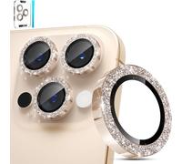 Camera Lens Protection For Iphone 16 Pro \ Iphone 16 Pro , Tempered Glass Hd Clear, Glitter Metal Back Camera Protector 9h Hardness Anti-Scratch \ Gold Glitter