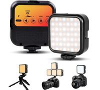 Camera Light,LED Lamp with 3 Cold Shoe,Photo Light,LED Lights for Portable Camera,62 Beads,Photo Light with 1200 mAh Battery,3000 K-5500 K Colour Temperature Adjustable