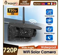 Caméra magnétique sans fil pour voiture Podofo, panneau solaire WiFi, caméra infrarouge 720P HD, vision nocturne, étanche IP67, vue avant et arrière, DVR