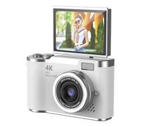 Caméra Numérique, 1080p HD 48MP Point Numérique Point & Shoot Camera avec écran Flip HD de 2,4 Pouces, Lumière de Remplissage à LED Intégrée, Zoom Numérique 8X, pour Les (White)