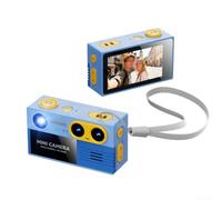 Caméra numérique 4K HD rétro avec double objectif, écran IPS de 1,97", mise au point automatique et lumière auxiliaire, mini caméra compacte pour étudiants et voyages, type C (CCD19 bleu ciel)