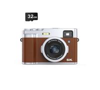 Caméra numérique 5K avec objectifs avant et arrière/mise au point automatique Brown
