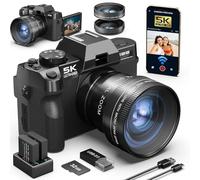Caméra numérique 5K, caméras 48MP/60FPS pour la Photographie, caméra vidéo/vlogging, contrôle WiFi et Application et Objectif Grand Angle et Macro, Parfait pour Les débutants