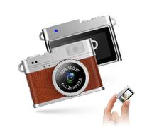 Caméra Numérique Mini Rétro Vintage - FHD 1080p - Enregistrement Vidéo Haute Résolution - Éclairage LED Intégré - Carte MicroSD 128 Go - Compacte et Portable (Marron)