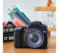 Camera Pen Pencil Holder Desk-Decor - Bookend Shelf Decor Makeup Brush Holder, Aesthetic Desk Accessories Supplies Holders Organizer for Office Stationary Birthday Anniversaries Graduation Gift