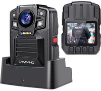 Caméra Pieton 4K/2160P V8 Pro-32GB 2 * Batterie 2200mAh Fonctionnant 10 Heures, Caméra Corporelle IP68 avec Enregistrement Audio et Vidéo Portable, Body Cam à Vision Nocturne pour la Police