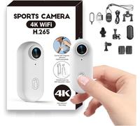 Camera Portable 1080P Mini Camera Sport 120° Wide-Angle Caméra Sport avec Clip Arrière 360° Format Pouce Audio et Vidéo Enregistrement POV Mains Libres Action Cam pour Casque Cyclisme Et Moto (Blanc)