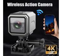 Caméra portable Ultra HD 4K avec point d'accès Wi-Fi, mini caméra de sport anti-vibrations avec écran, dashcam pour moto et vélo S2 No Screen