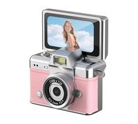 Caméra porte-clés compacte, vidéo HD 720p, capteur CCD 100 W pixels, lumière de remplissage LED, stabilisation CMOS avec écran rabattable à 180° pour selfies et vlogging (rose)