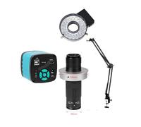Caméra pour Microscope, Microscope numérique vidéo industriel, caméra 48mp 4K 1080P USB, Zoom 1-130X, objectif à monture C, support en porte-à-faux for réparation et soudage