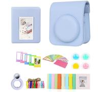 Camera Protective Case Compatible with Fujifilm Instax Mini 12 Shoulder Bag with Book Album,Stickers,Colorful Filter,Wall Decorative Frame,Selfie Lens,Blue,Shoulder Bag