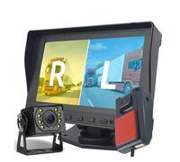 Caméra Recul DVR Moniteur 2 Canaux Boîte Noire Écran 7 Pouces AHD avec Enregistreur Vidéo Numérique pour Camping-Car Camion Bus Avant Arrière Caméra Arrière(128G,E)