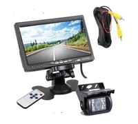 Caméra Recul Infrarouge 12-24 V pour Camping-Car, Camion, Bus, Fourgonnette Système pour Vision Nocturne, Moniteur Recul 7 Pouces Câble AV 10 M Caméra de recul(Monitor and2camera)