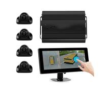 Camera Recul Voiture Caméra De Vue Panoramique À 360 ° Système Voiture Enregistreur 3D 1080P Avec Écran Tactile 10.25 Pouces Pour Bus Camion Camping-Car Caméra Arrière(Noir)
