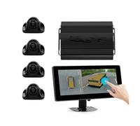 Camera Recul Voiture Caméra De Vue Panoramique À 360 ° Système Voiture Enregistreur 3D 1080P Avec Écran Tactile 10.25 Pouces Pour Bus Camion Camping-Car Caméra Arrière(Black with BSD)