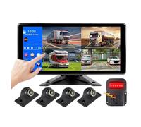 Caméra Rétroviseur Enregistreur Vidéo Embarqué DVR 1036 Pouces Écran Partagé 4 Canaux Alarme d'angle Mort BSD Caméra 170° AHD 1080P(Monitor add 4pcs 879,128G TF Card)