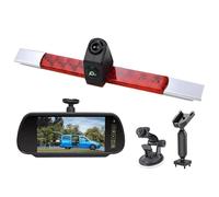 Caméra Rétroviseur pour Hella 2DA 343 106-201 avec Écran Rétroviseur 7 Pouces Double Objectif Feu Stop Caméra Recul avec Toutes Les Voitures Plates(Suction Cup Mount)