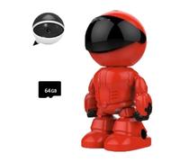 Caméra robot de détection de mouvement d'intérieur sans fil, caméra d'intérieur WiFi 1080P, vision nocturne infrarouge for la sécurité à domicile, conversation bidirectionnelle, détection humaine(Red)