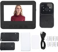 Caméra sans fil WiFi -Vidéo -Sonnerie de porte -Système d'interphonie 1080p avec moniteur 2 voies -Infrarouge -Vision de nuit 2,4 GHz Angle de l'objectif 70 degrés