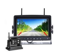 Caméra Sauvegarde Solaire Magnétique HD sans Fil Alimentée par Batterie 9600mAh Moniteur Rechargeable 7 Pouces 1080P pour Remorque Dépanneuse Caméras De Recul(128G)