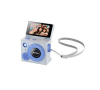 Caméra Selfie à Écran Rabattable, Format Pouce, Enregistreur HD 1080p, Mise au Point Automatique, Portable, Petite Caméra avec Dragonne, Bleue