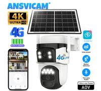 Caméra solaire 4G ANSVICAM à double objectif, extérieure, 8MP 4K AOV, faible consommation d'énergie, caméras IP, détection humaine PIR, O-Kam Pro, protection de sécurité CCTV 4K 8MP 4G-Cam