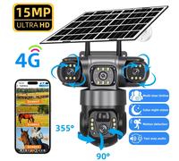 Caméra solaire 4G V380 Pro avec carte SIM, 15MP, 6K, 3 objectifs, CCTV extérieure, étanche, vision nocturne, interphone bidirectionnel, caméra mobile V380 PRO, plusieurs méthodes d'installation, cette