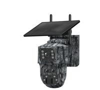 Caméra Solaire 6 MP Zoom 15X, Double écran extérieur, WiFi, Trois objectifs, détection PIR, caméra de Suivi des sentiers, Camouflage forêt(Cam Add 128G)