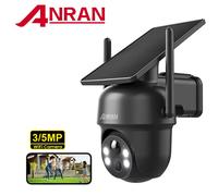 Caméra solaire ANRAN 3/5MP, caméra WiFi extérieure 2.4G, caméra de sécurité à batterie, sans frais mensuels, détection PIR, audio bidirectionnel, vision nocturne couleur 5MP White